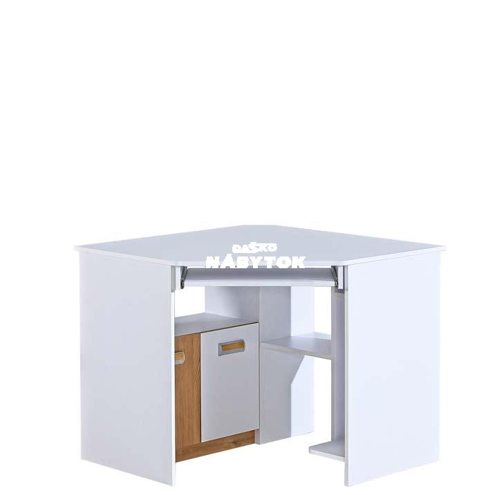 Písací stolík rohový LEGO L11 Biely briliant / dub nash